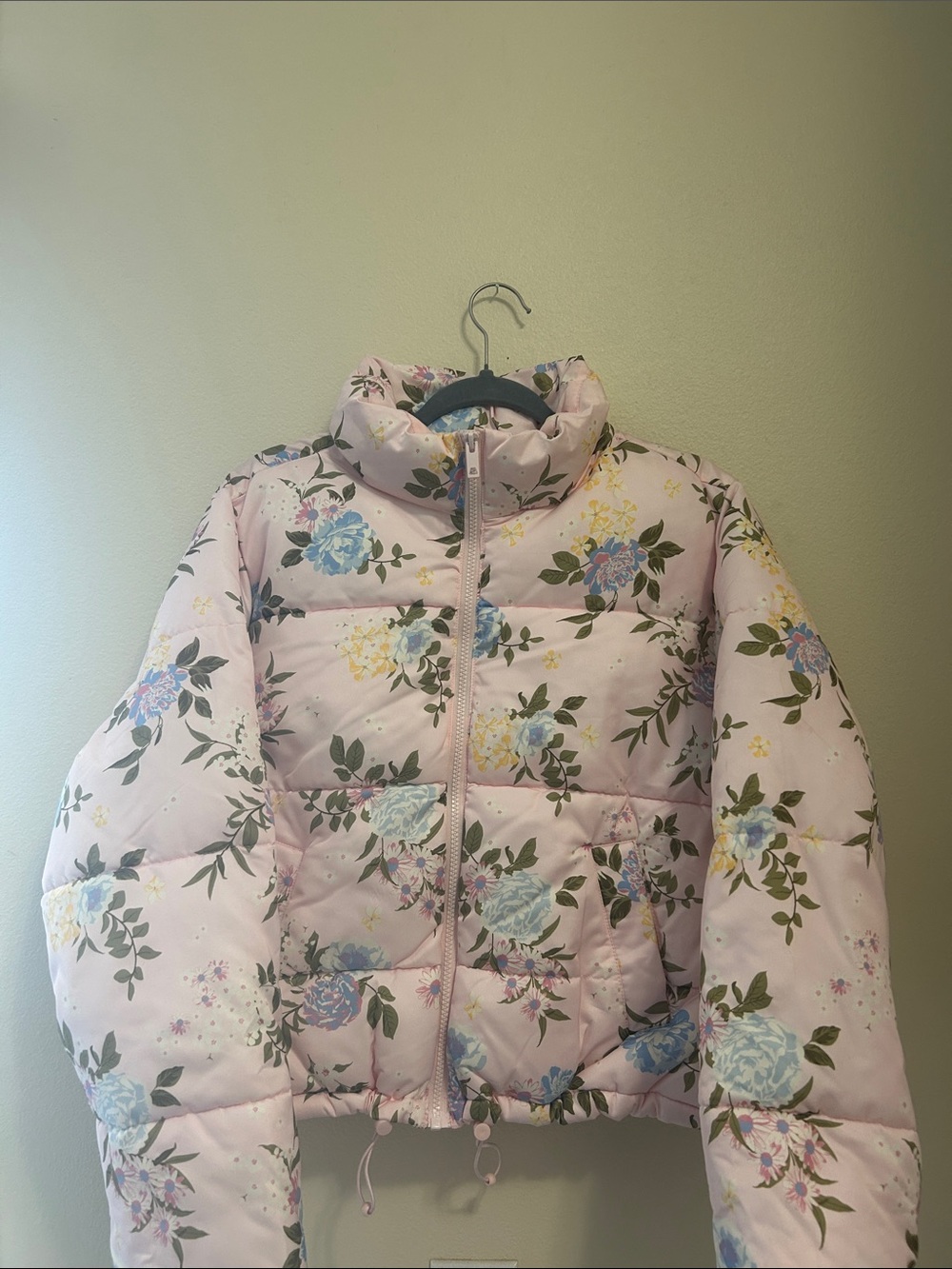 Designer inspired Floral Pink Puffer Jacket